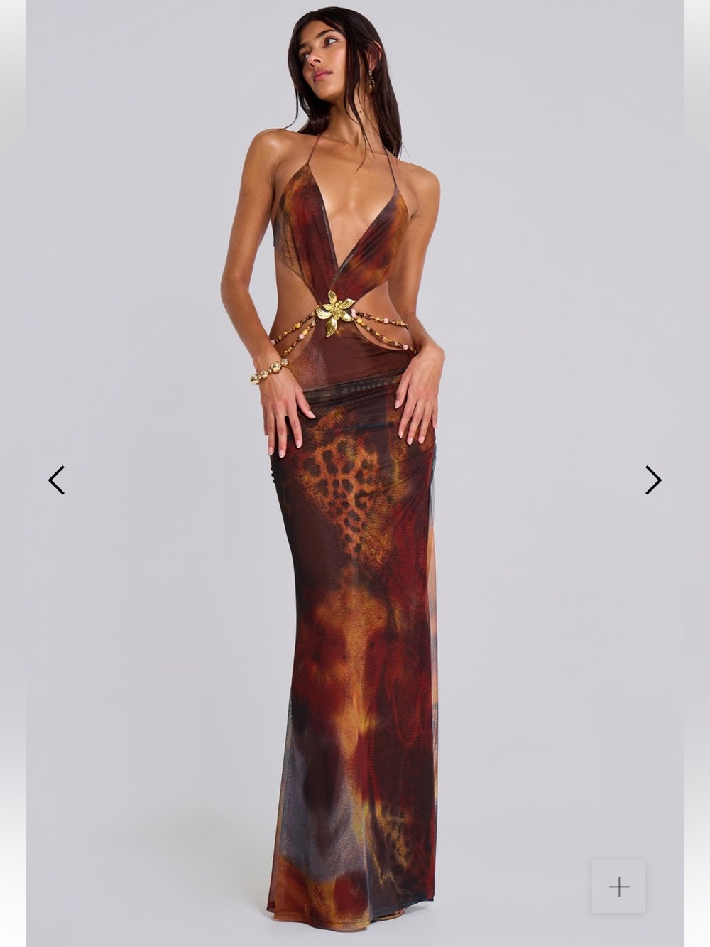 Jaded London Vita Backless Maxi Dress in Whiskey